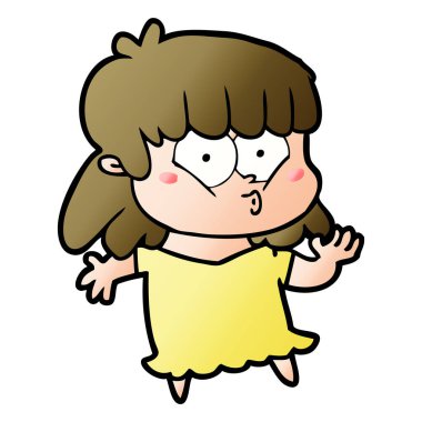 vektör çizim karikatür kız ıslık