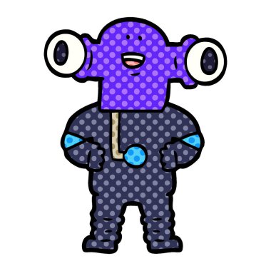 Dostu karikatür uzaylı vektör çizim