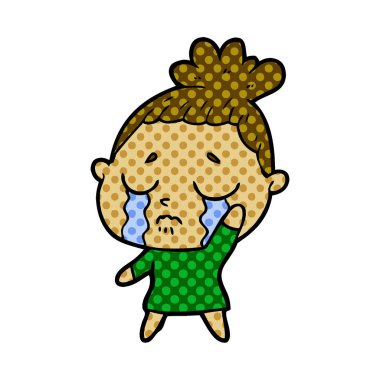 vektör çizim karikatür ağlayan kadın