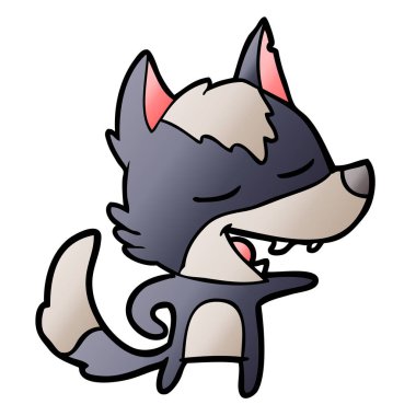 vektör çizim karikatür kurt gülen