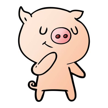 mutlu karikatür domuz vektör çizim