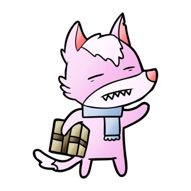 çizgi film kurt bir hediye ile