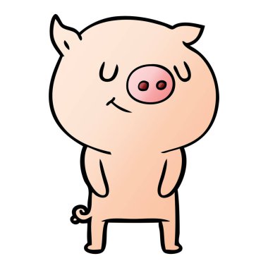mutlu karikatür domuz vektör çizim