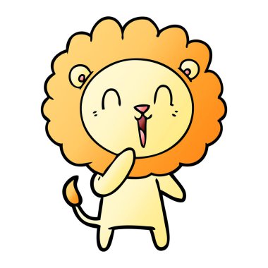 Aslan karikatür gülen vektör çizim