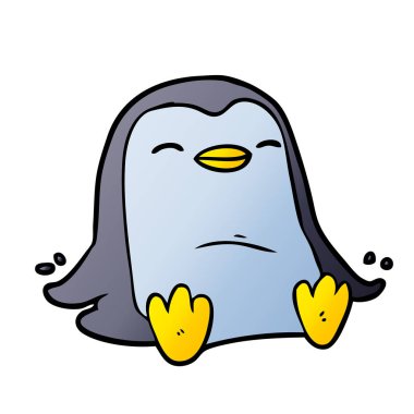mutlu karikatür penguen vektör çizim