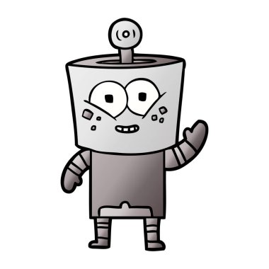 mutlu karikatür robot vektör çizim