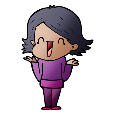 vektör çizim karikatür mutlu kadın