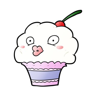 vektör çizim karikatür cupcake