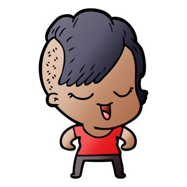 mutlu çizgi film kız vektör çizim