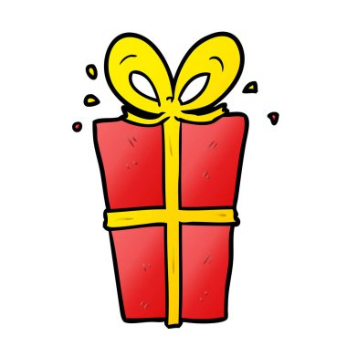 vektör çizim karikatür hediye sarılmış
