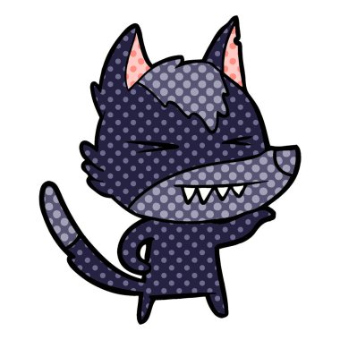 vektör çizim öfkeli wolf çizgi film