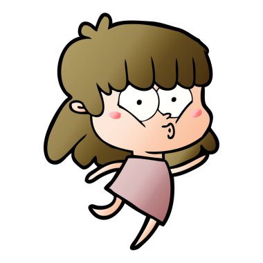 vektör çizim karikatür kız ıslık