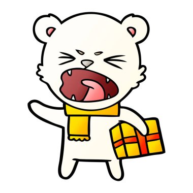 kızgın çizgi film kutup ayısı ile Noel hediyesi