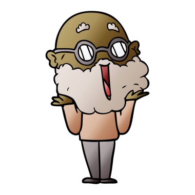 Sakal shrugging ile neşeli adam çizgi film