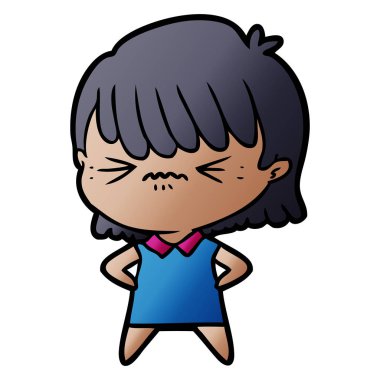 rahatsız çizgi film kız vektör çizim