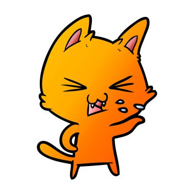 vektör çizim karikatür kedi tıslama