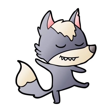 vektör çizim dostu karikatür kurt