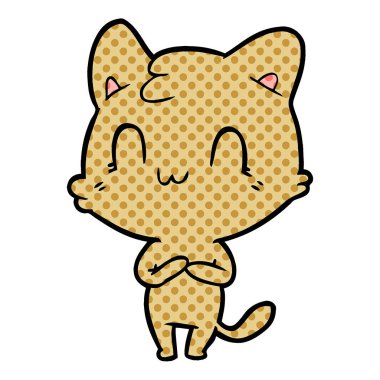 vektör çizim karikatür mutlu kedi