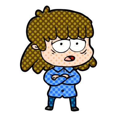 vektör çizim karikatür yorgun kadın