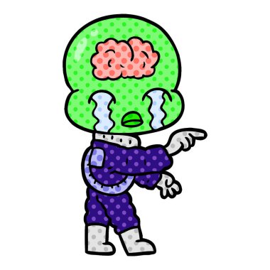 çizgi film büyük beyin uzaylı ağlıyor ve işaret