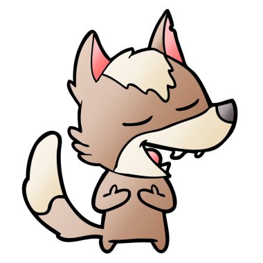 vektör çizim karikatür kurt gülen