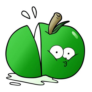 vektör çizim karikatür dilimlenmiş elma