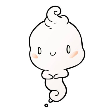 Sevimli çizgi hayalet vektör çizim