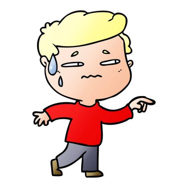 çizgi film endişeli adam işaret