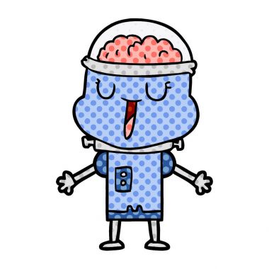 mutlu karikatür robot vektör çizim