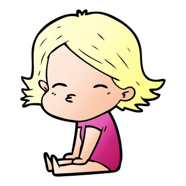 vektör çizim karikatür kadın oturuyordu