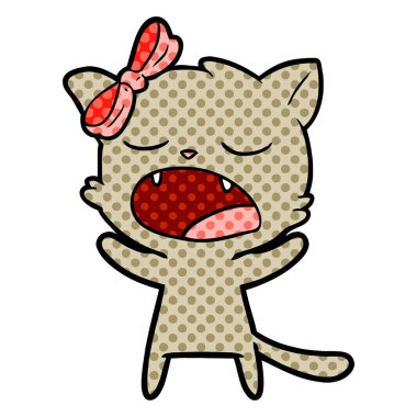 vektör çizim karikatür esneme kedi