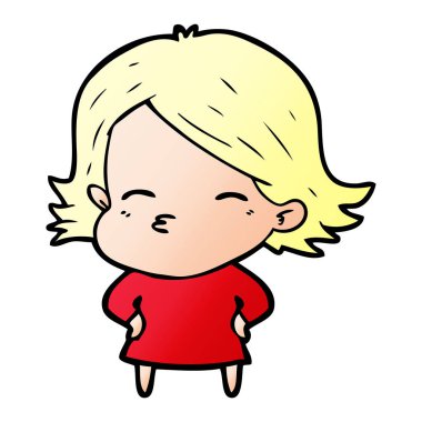 Çizgi filmdeki kadının vektör çizimi