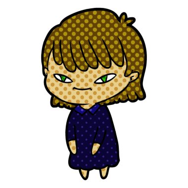 Çizgi filmdeki kadının vektör çizimi