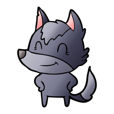 vektör çizim dostu karikatür kurt