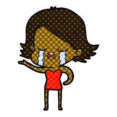 vektör çizim karikatür kız ağlıyor