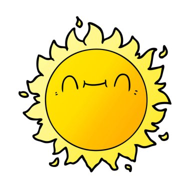 Mutlu çizgi film güneş vektör çizim