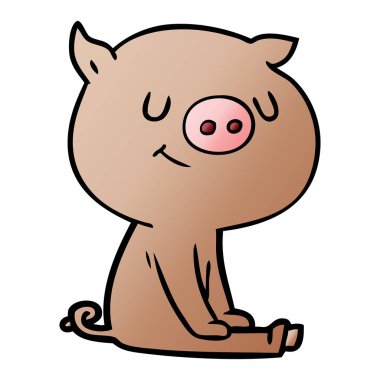 mutlu karikatür domuz vektör çizim