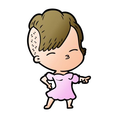 çizgi film kısma kız işaret