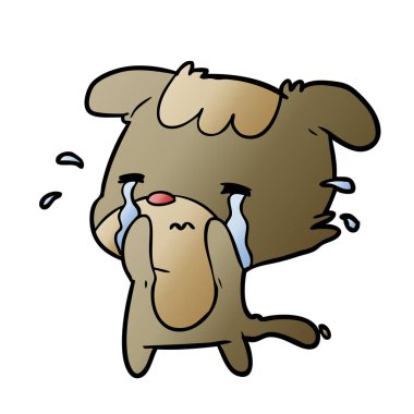 Çizgi film üzgün köpek ağlıyor.