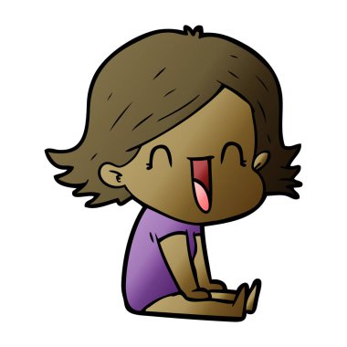 vektör çizim karikatür mutlu kadın