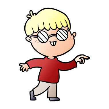 çizgi film çocuk gözlük takıyor