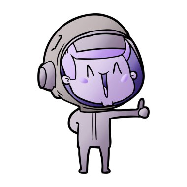 mutlu karikatür astronot vektör çizim