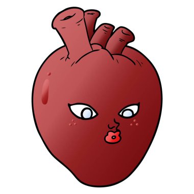 Karikatür kalp çiziminin vektör çizimi