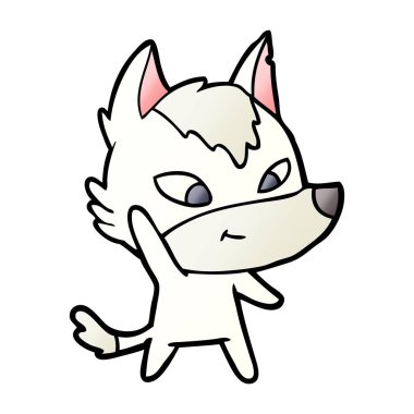 vektör çizim dostu karikatür kurt