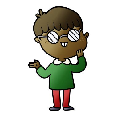 çizgi film çocuk gözlük takıyor