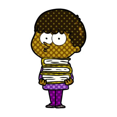 kitap ile karikatür meraklı çocuk