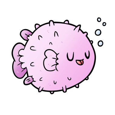Vektör çizim karikatür blowfish