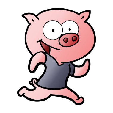 neşeli domuz karikatür vektör çizim