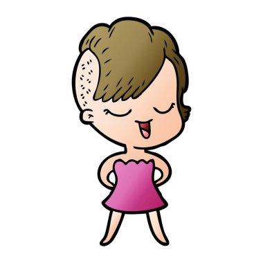 kokteyl elbisesi mutlu çizgi film kız