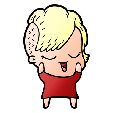 mutlu çizgi film kız vektör çizim